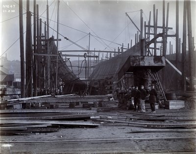 Yard no. 647, Baikal. Showing the ice breaking train ferry steamer Baikal under construction at Low Walker Yard by English Photographer